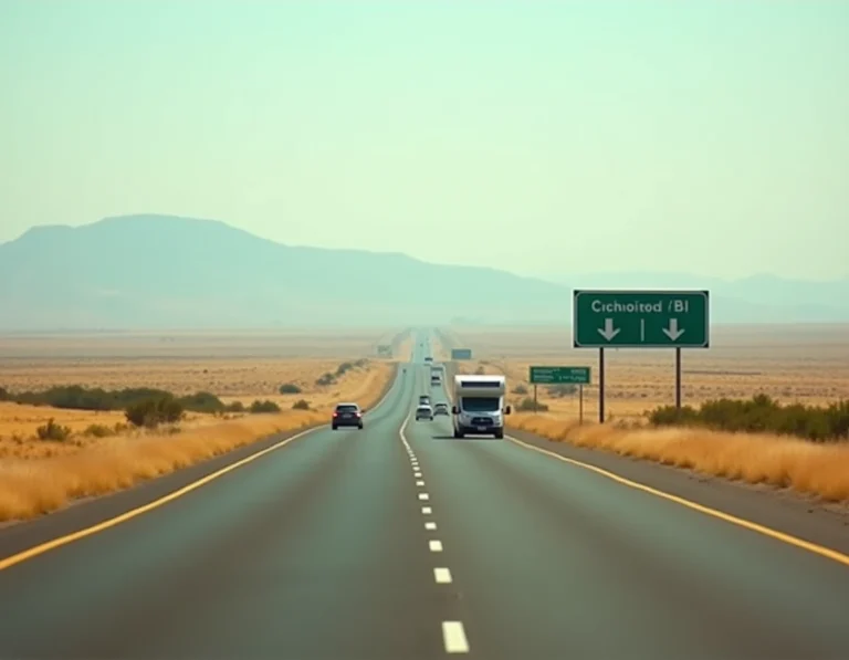 Autoroute gratuite espagnole à deux voies traversant la Castille avec panneaux verts indicateurs de route libre
