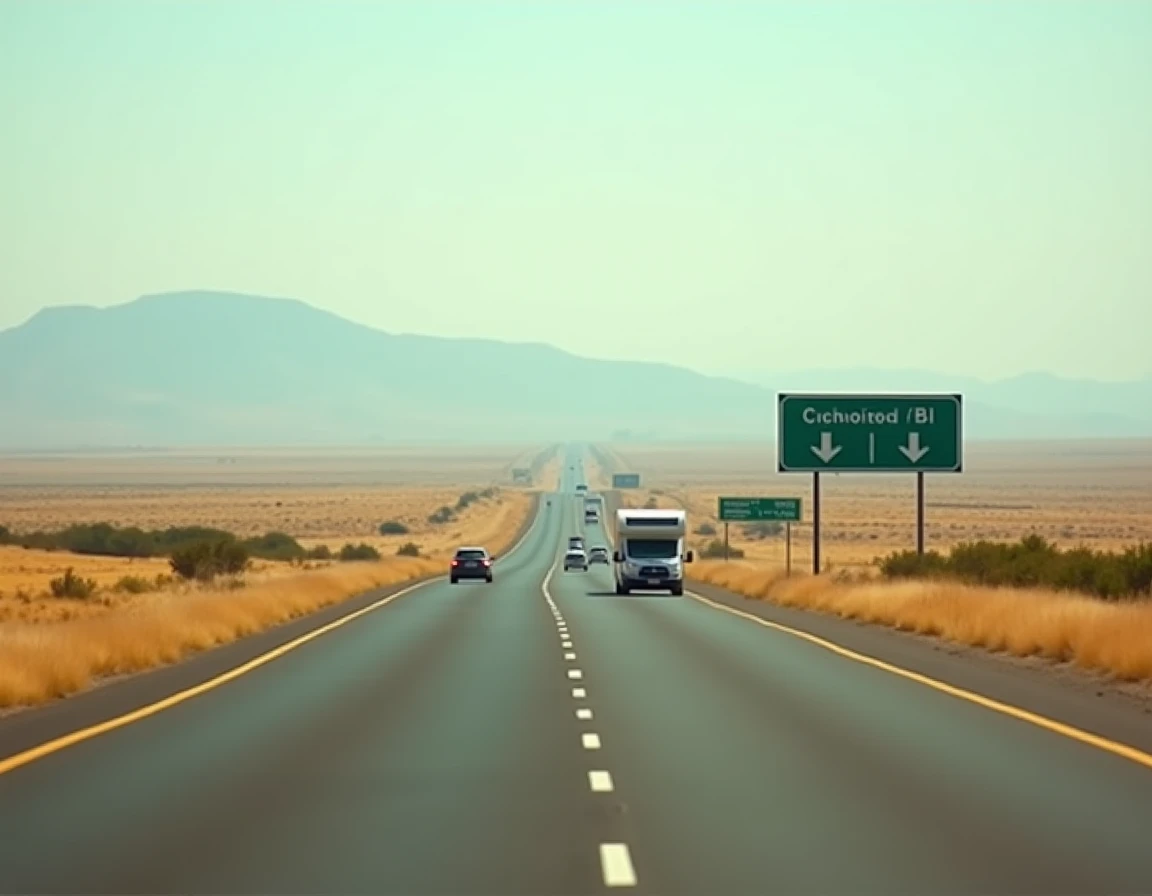 Autoroute gratuite espagnole à deux voies traversant la Castille avec panneaux verts indicateurs de route libre