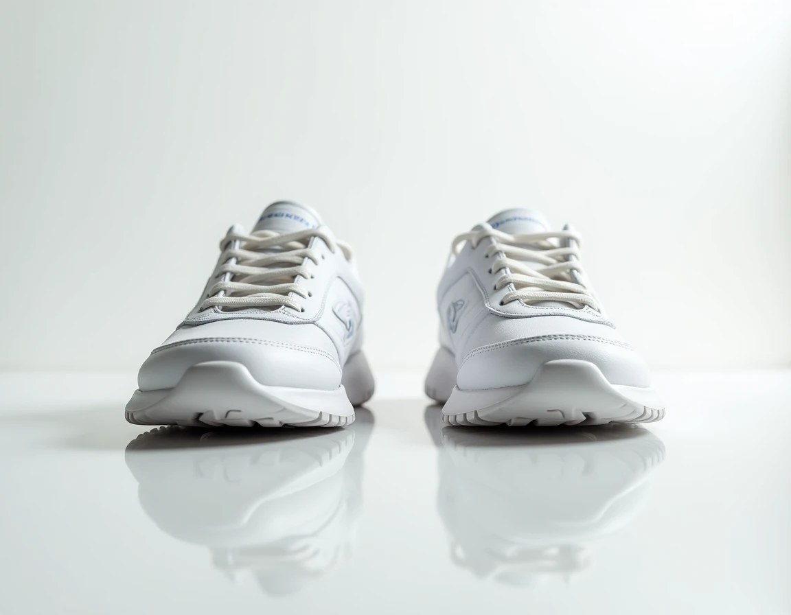 Comparaison côte à côte d'une vraie chaussure Skechers et d'une contrefaçon mettant en évidence les différences de coutures, logo et qualité de semelle